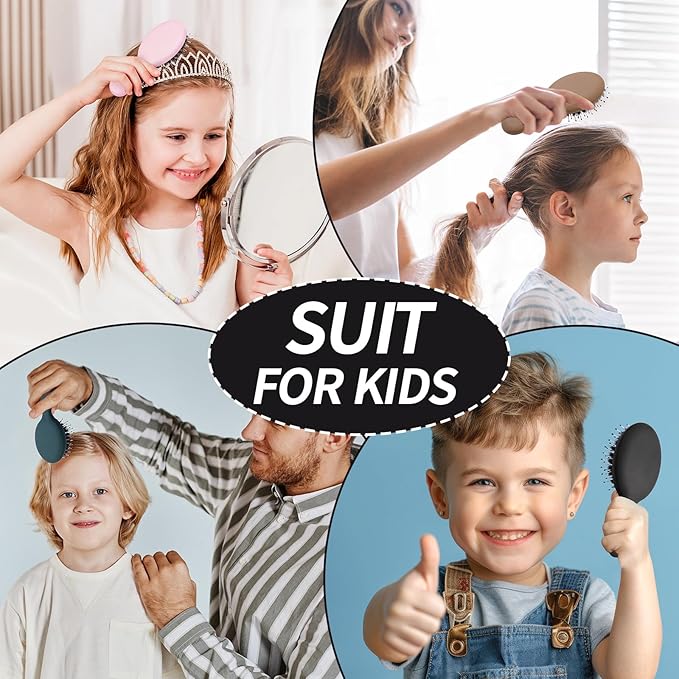 Mini Boar Bristles Hair Bursh, Travel Size Hair Brush for Women Men Kids, Protable Small Hair Brushes for Pockets Purses, Mini Hair Brush for Smooth Add Shine (1 Pack-Black)