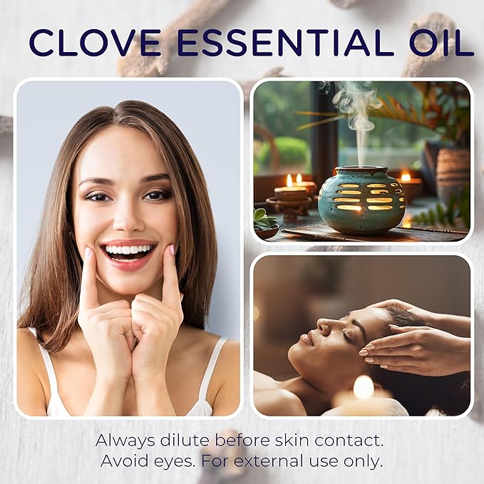 Clove Essential Oil – Pure and Natural Clove Aroma for Diffusers, Aromatherapy, Body Oils, DIY Crafts, Soap and Candle Making, and Home Scent Projects – with Dropper, 1 Fl. oz