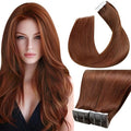 LaaVoo Tape in Extensions Human Hair Auburn Brown Hair Extensions Tape in Seamless Tape on Hair Extension Soft Hair 16inch 40pcs 100g