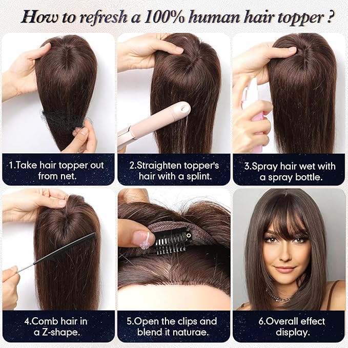starluck Hair Toppers for Women Real Human Hair, 5"*5.5"Large Coverage Ombre Light Blonde HairTopper No Bangs,100% Real Human HairToppers for Women with ThinningHair,Cover Gray Roots
