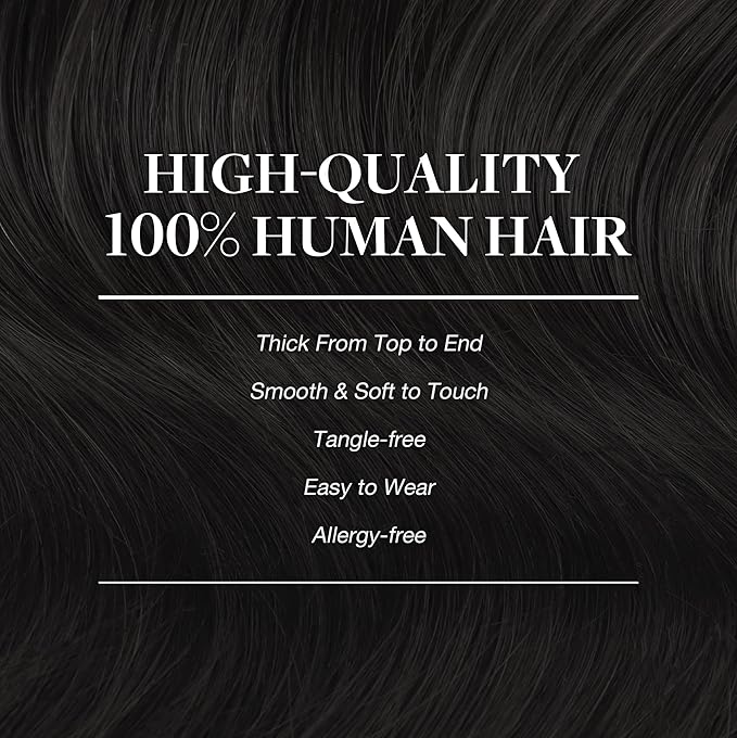 GOO GOO Clip in Hair Extensions Real Human Hair, Remy Human Hair Extensions Clip ins for Women, Natural Human Hair, 26inch 135g 7Pcs, 1B Natural black