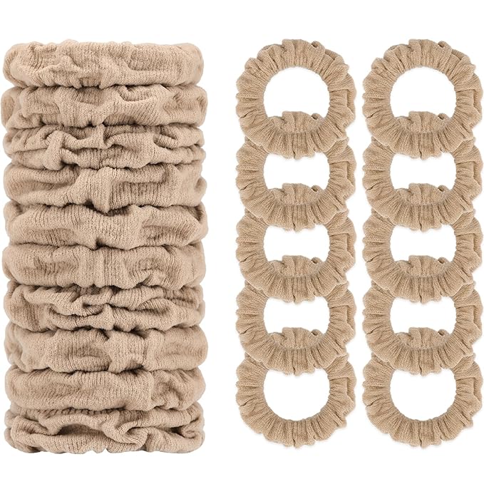 WantGor Hair Ties, Women 10PCS Hair Bands No Damage Elastic Scrunchies Seamless Ponytail Holders Hair Accessories Head Bands for Women's Thick Thin Hair (Khaki)