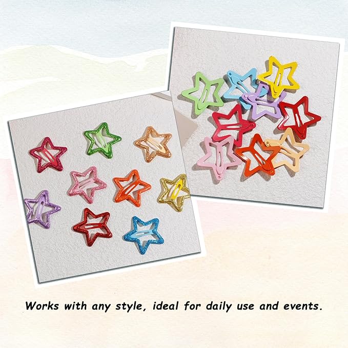 60 Pcs Y2K Star Hair Clips for Girls – Cute Candy Color Hair Accessories, Star Barrettes for Everyday Wear and Parties