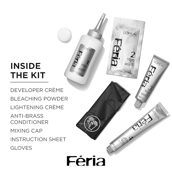 L'Oreal Paris Feria Multi-Faceted Shimmering Permanent Hair Color, Extreme Platinum, Pack of 1 Hair Dye Kit
