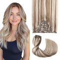 Pro2.0 Remy Clip in Extensions Real Human Hair Color #8p60 Brown Highlights Platinum Blonde Remy Clip in Hair Extensions Real Human Hair 18inch 120g Thick 7pcs Double Weft（#8p60-18inch）