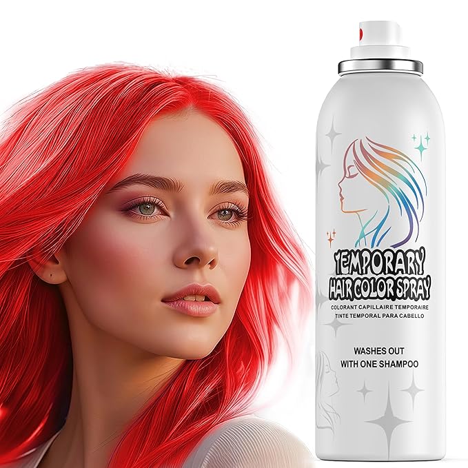 Temporary Hair Color Spray | 150ml Instant Hair Spray for Adults & Kids | Washable & Non-Sticky, Gentle Formula, Red | Halloween, Cosplay, Costume Party, Festivals