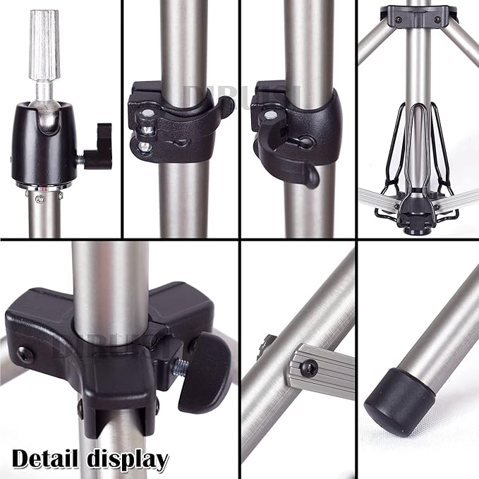 Reinforced Wig Stand Tripod Mannequin Head Stand Adjustable Wig Head Stand Holder for Cosmetology Hairdressing Training with Carrying Bag (Silver)