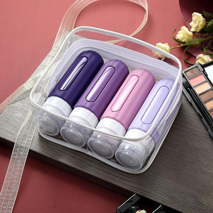 16 Pack Travel Bottles for Toiletries, Leakproof Travel Containers for Toiletries, TSA Approved Silicone Travel Accessories Squeezable Refillable 3oz for Shampoo Conditioner Lotion