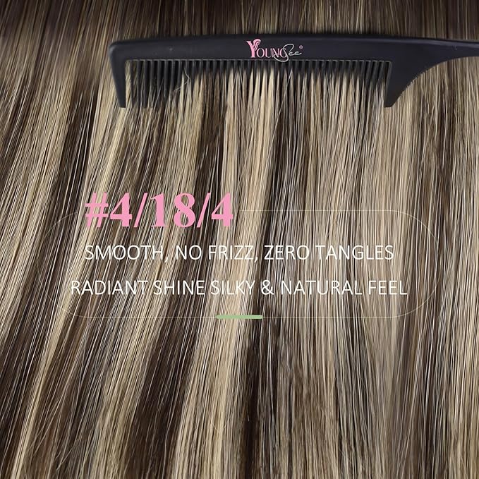 YoungSee Invisible Tape in Hair Extensions Balayage Tape in Hair Extensions Human Hair Dark Brown Balayage Blonde Real Hair Tapein Extension Human Hair for Long Hair 24Inch 20pcs 50g Easy to Apply