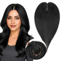 Real Human Hair Toppers for Women 3.54"*4.72" Silky Base 150% Density No Bangs Adjustable Parting Clip-In Topper Hairpieces for Women with Thinning Hair 10 Inches Dark Black