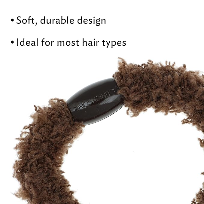 Brown and Purple Hair Ties for Women, Cozy Pony, 5 Pack, Stone, Extra Thick No-Crease Bands with Strong Hold and Damage-Free Design, Soft Fuzzy Ponytail Holders for All Hair Types | L. Erickson