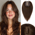 Rich Choices Hair Toppers for Women Real Human Hair 100% Human Remy Toppers NO Bangs for Women with Thinning on Top Clip in Hairpiece 4"x4.7"Lace Base 10 Inch #4 Medium Brown