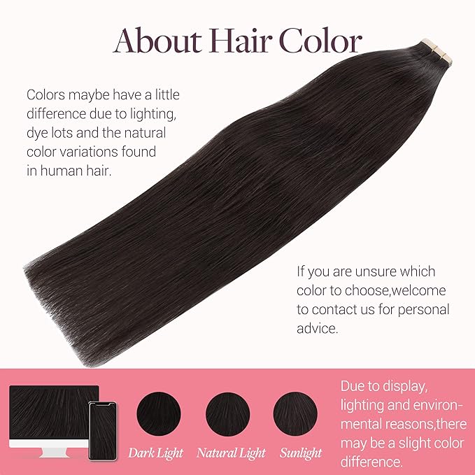 GOO GOO Tape in Hair Extensions Human Hair, 2 Dark Brown, 28inch 60g 20pcs, Skin Weft Seamless Invisible, Silky Straight with Thick Ends, Remy Human Hair