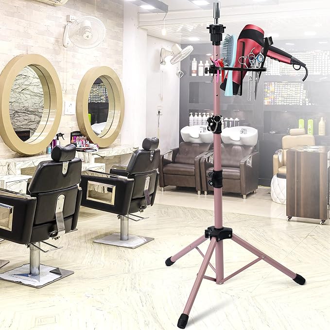 Klvied Wig Stand Tripod Upgraded, Mannequin Head Stand Double Locking, Reinforced Metal Wig Head Stand with Tool Tray, Rose Gold (53.5 Inches)