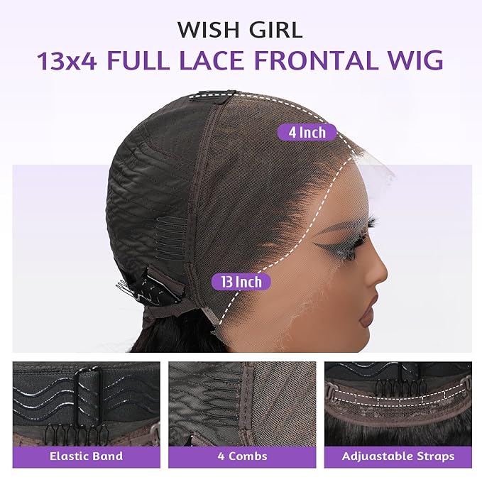 13x4 Full Frontal Wig Skinlike Real HD Lace Wig 200% Density Body Wave HD Lace Wigs Vivid Pre plucked Hairline Bleached Knots Frayed Ends 0.10mm Ultra-thin Invisible Swiss HD Wigs 20 Inch