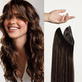 Luxy 100% Remy Human Hair – Halo Clip-In Hair Extensions –Natural Looking Volume & Length - One-Piece - Easy 5-Min Application 140 grams 16" Dimensional Rooted Honey Espresso