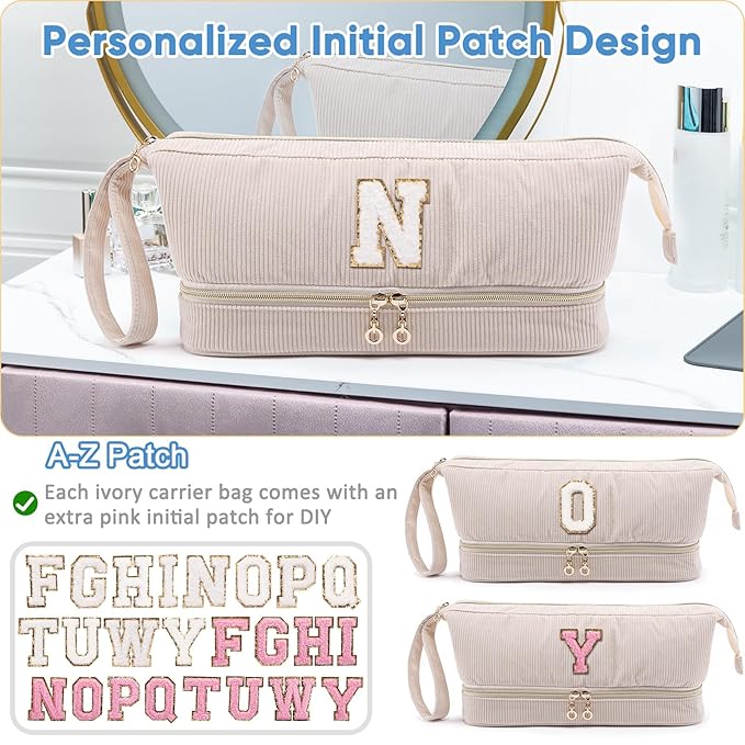Initial Personalized Hair Dryer Case,Double-Layer Hair Tools Travel Carrying Case for Shark FlexStyle/SmoothStyle with Hair Dryer Bag - Hair Air Wrap Dryer Case Flat Curling Iron Travel Organizer