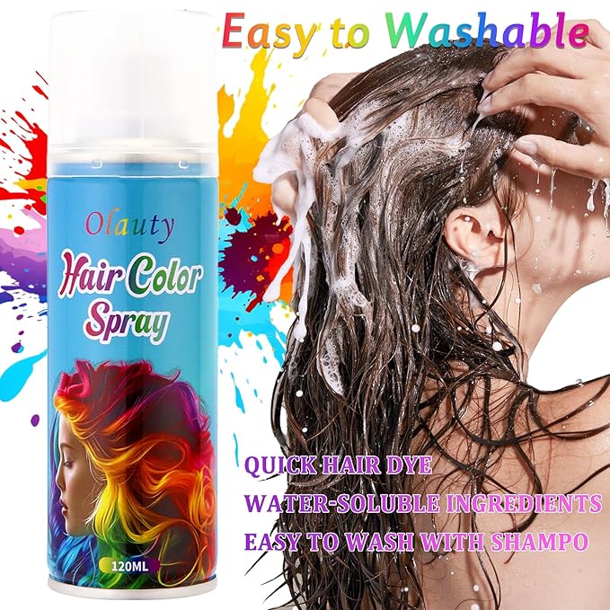 Purple Hair Spray, Temporary Hair Color Spray For Kids Women Men,Temporary Hair Dye Washable Hair Color Wax,Non-Sticky Color Hair Spray for Halloween Crazy Hair Day,Cosplay Party DIY,Christmas(Purple)