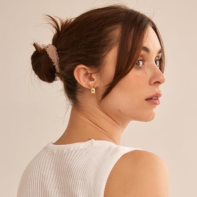 Brown and Purple Hair Ties for Women, Cozy Pony, 5 Pack, Stone, Extra Thick No-Crease Bands with Strong Hold and Damage-Free Design, Soft Fuzzy Ponytail Holders for All Hair Types | L. Erickson
