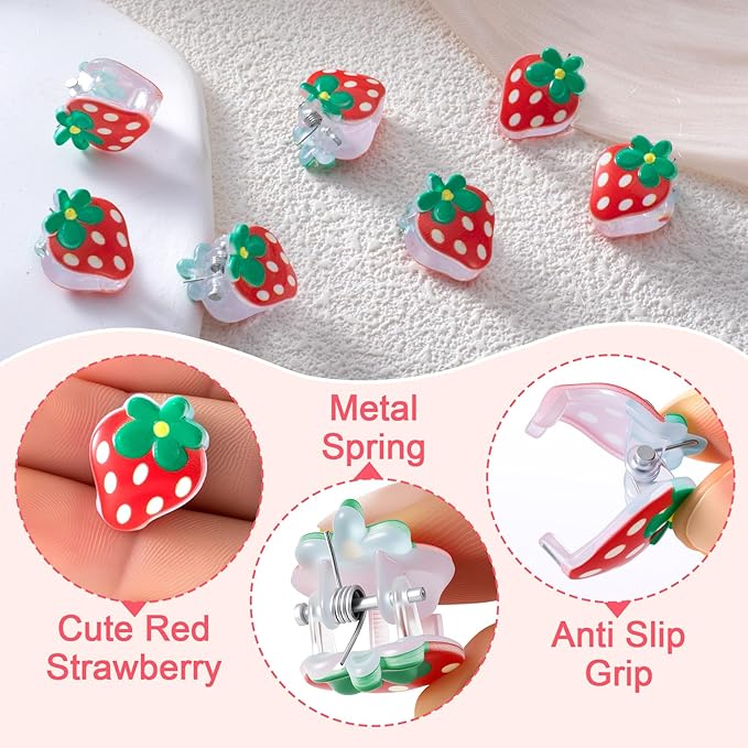 20pcs Mini Strawberry Clips for Women, Small Strawberry Hair Claw Clips, Non-Slip Cute Jaw Claw Hair Barrette Fruit Accessories for Long Short Thin Thick Curly Straight Hairstyles- Red