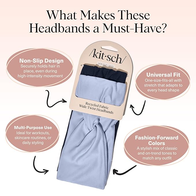Kitsch Wide Headbands for Women - Fashion Sports Headband for Workout, Yoga, Gym, Running, Exercise | Stretchy Head Bands| Hair Accessories | Ideal Gifts for Women - Garden Bouquet, 2pcs