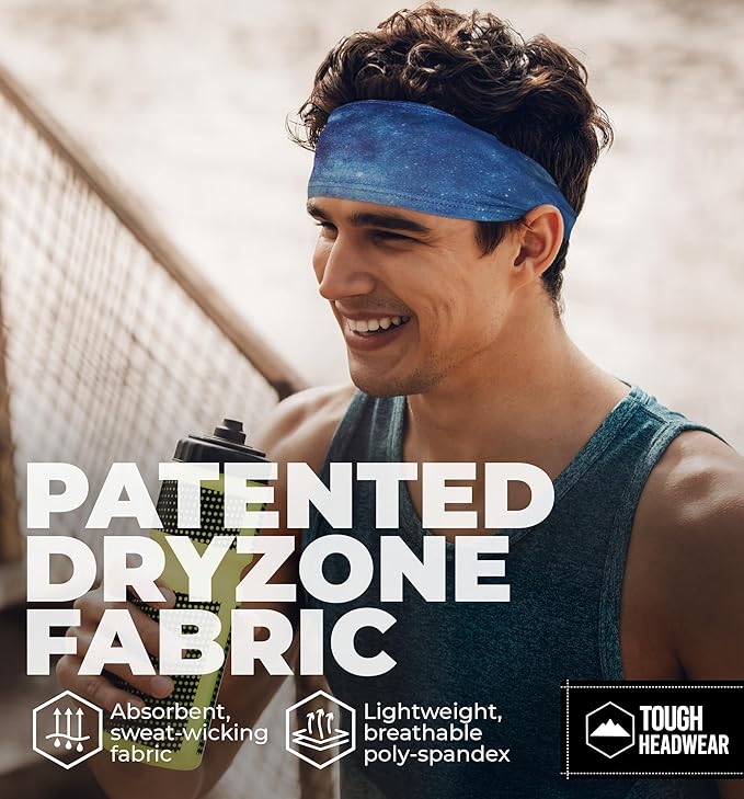 Tough Headwear Tough Outfitters Headband for Men - Mens Headbands - Working Out Sports Performance Head Bands - Athletic Cycling Running Sweat Band, Football Headbands - Sweat Bands Men/Women