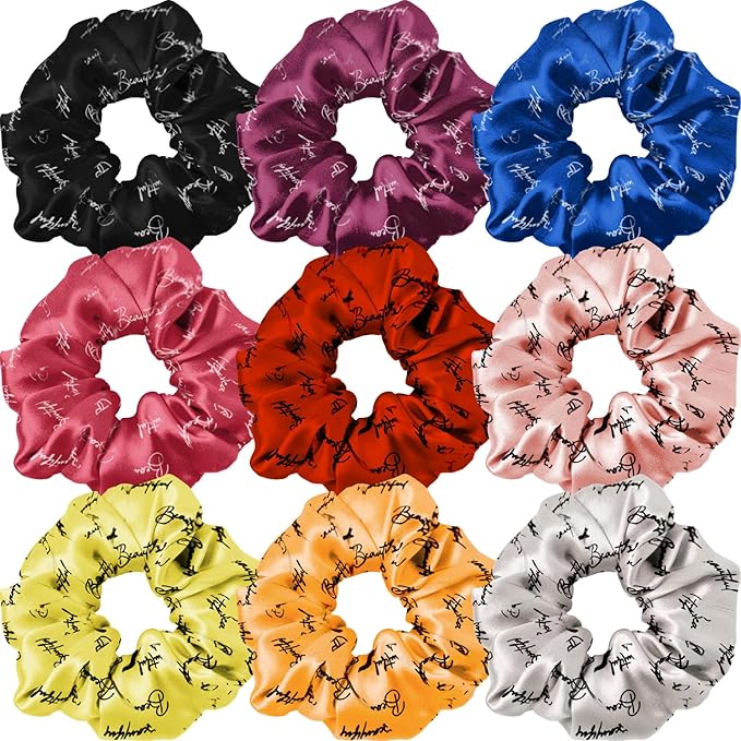 satin scrunchies for all hair type 9pack elastic hair band great for ponytails XL srcunchies set these soft hair ties is great for every occasion