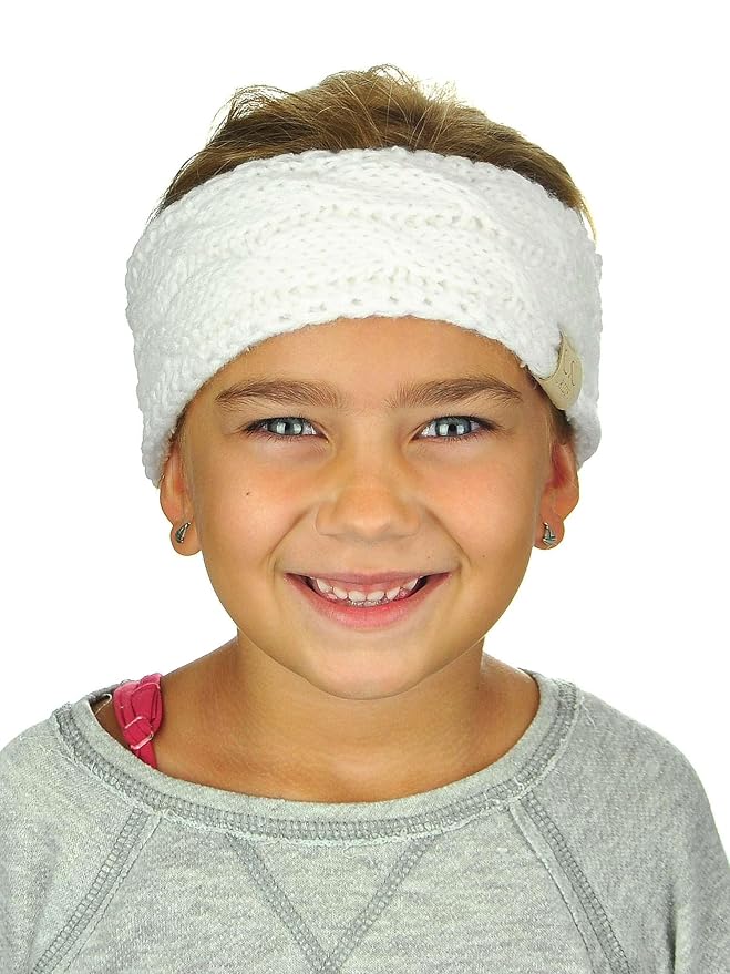 C.C Children's Kids' Winter Warm Cable Knit Fuzzy Lined Ear Warmer Headband