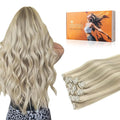 DOORES Clip in Hair Extensions Human Hair Balayage Ash Blonde Highlighted Platinum Blonde 120g 7pcs 20 Inch Remy Human Hair Extensions Clip in Straight Natural Weft