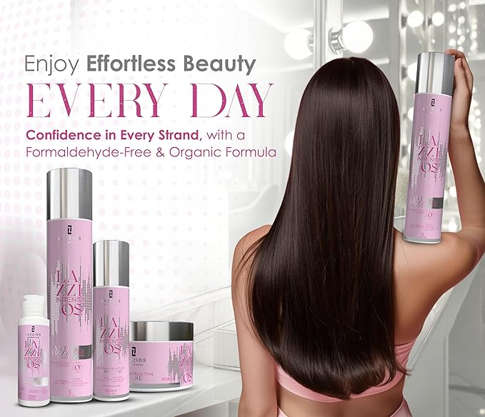 Lazzios Intense Organic Hair Protein 120 ml (4 oz) – Brazilian Professional Straightening & Smoothing Treatment – Safe Formula with No Toxic Acids, Hyaluronic Acid, Keratin, Caviar & Argan Oil