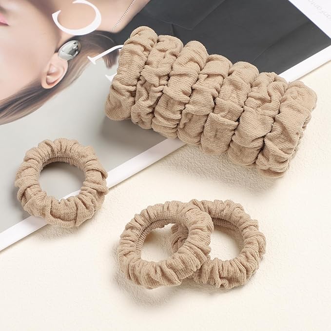 WantGor Hair Ties, Women 10PCS Hair Bands No Damage Elastic Scrunchies Seamless Ponytail Holders Hair Accessories Head Bands for Women's Thick Thin Hair (Khaki)