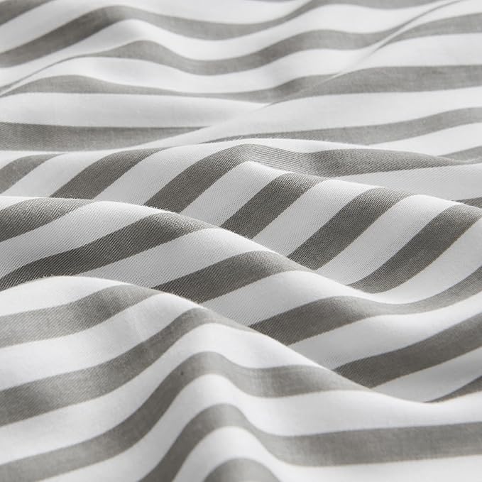 JELLYMONI 100% Natural Cotton Striped Pillowcases Set, 2 Pack White and Grey Stripes Pattern Printed Pillow Covers with Envelope Closure(Pillows are not Included)(King(20×40inches))