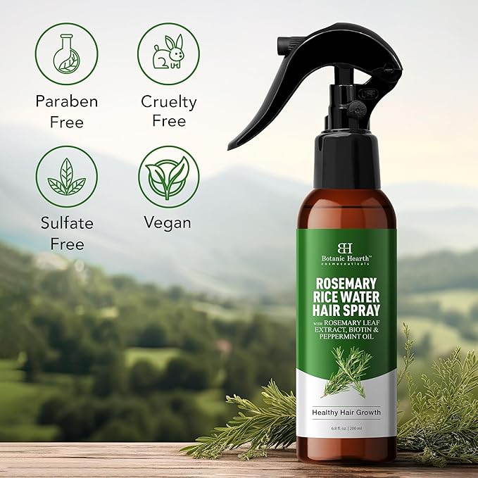 Botanic Hearth Rosemary Hair Growth Water Spray 6.8 fl oz, Korean Hair Care Oil for Scalp Detox, Hydration for Thinning Hair | Anti-Itch, Anti-Flake, Sulfate & Paraben Free