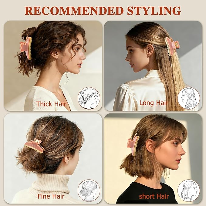 2026 Premium Durable Hair Claw Clip for Women, Original Italian Designed Strong Grip Hair Clips for Normal Fine Thin Hair, No Slip Jaw Clips with Gift Box for Christmas Birthday Girls, 3 Inch Pink