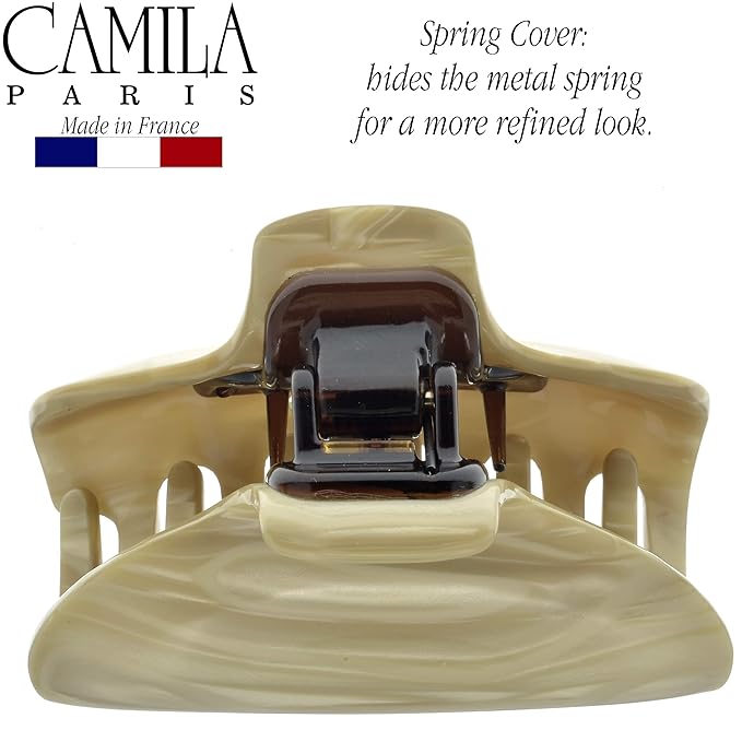 Camila Paris CP2125 French Hair Clip for Women for Long Curly Wavy Hair, Beige, Girls Hair Claw Clips Jaw Fashion Styling Hair Accessories for Women, Strong Hold No Slip Grip, Made in France