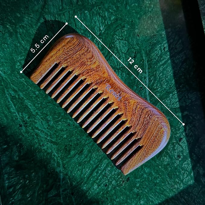 100% Natural Handmade Sandalwood Comb | Soft Wide Tooth Wooden Comb for Wet and Dry Hair | Eco-Friendly Anti-Static Wooden Massage Comb | Wooden Hair Detangler for Men and Women