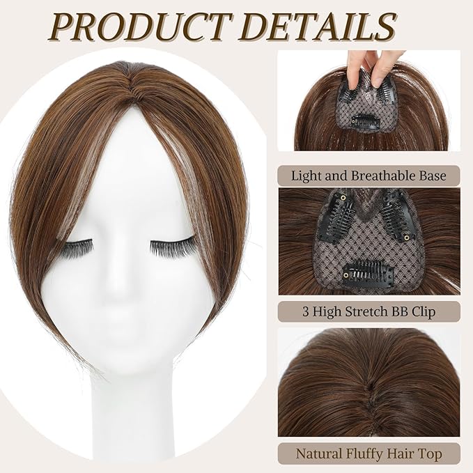Hair Toppers for Women with Thinning Hair Extensions 360° 3D Toppers Hair Pieces for Women Clip Ins Fake Bangs Hair Pieces Perfect Solution for Stylish Upgrade