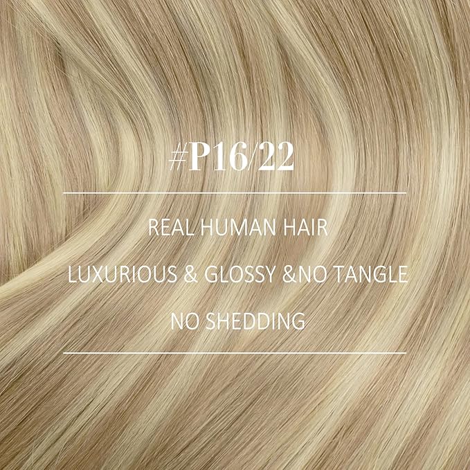 YoungSee Human Hair Sew in Extensions Blonde Highlight Hair Extensions Sew in Dark Ash Blonde Highlighted Light Blonde Weft Hair Extensions Human Hair Highlight Remy Hair 22Inch 100G