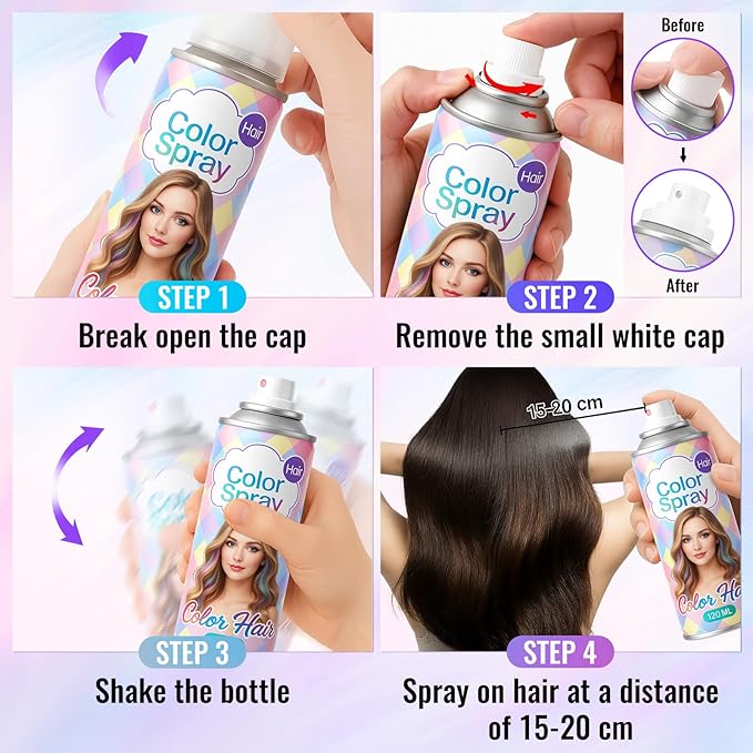 Temporary Black Hair Color Spray – 1-Day Washable Hair Color for Women Men Kids, Hair Spray for Halloween, Cosplay, Costumes, Parties, Festivals, Daily Styling
