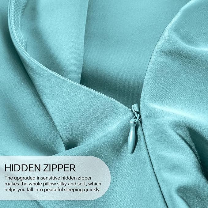 INFIIXSO Mulberry Silk Pillow Case King Size, Silk Pillowcase with Hidden Zipper 20"x36", Extraordinary Smooth and Soft Pillow Cases for Hair and Skin(Ocean Mist, 1 Pack)