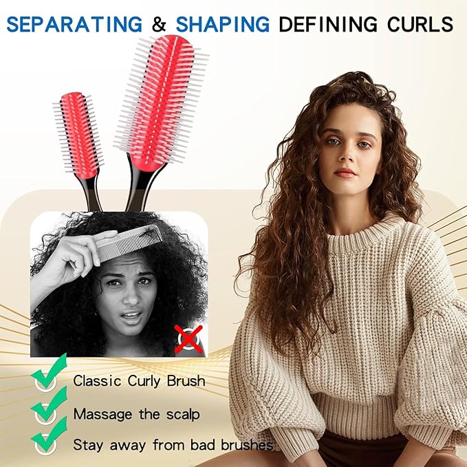 Curly Hair Brush for Women Men Curl Defining Hairbrush Small Mini Detangler Edge Combs Barber Styling Tools Travel Accessories Cruise Ship Essential 2025 Beach Vacation Must Have Gift