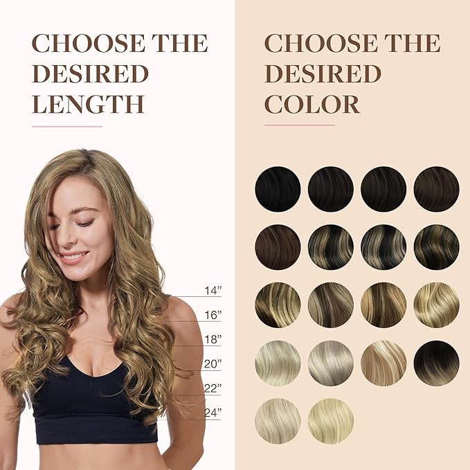 GOO GOO Clip in Hair Extensions Real Human Hair, Remy Human Hair Extensions Clip ins for Women, Natural Human Hair, 16inch 130g 7Pcs, 7 Bronde