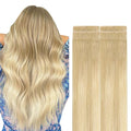 GOO GOO Invisi Edge Tape in Hair Extensions Human Hair, 18AT60A Pearl Ash Blonde Highlights, 6pcs 24inch 18g, Virgin Remy Hair, Seamless Injected Tape, Natural Look