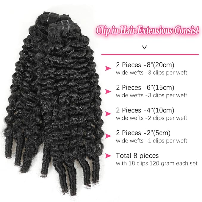 28 Inch Long Burmese Curly Clip in Hair Extensions Real Human Hair #1B Natural Black Color Burmese Curly Clip ins For Women Brazilian Virgin Clip on Hair Extensions