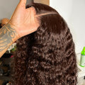 250% Density SKINLIKE Real HD Lace Frontal Wigs, 13x6 Full Frontal Curly Pre-Plucked Bleached Knots Invisible HD Lace Wig Chocolate Brown Human Hair Wig 22 Inch