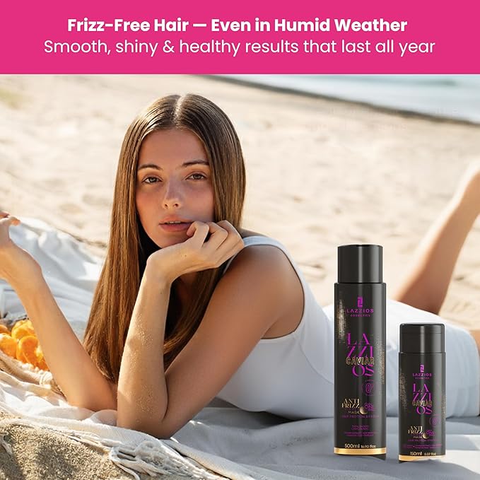Lazzios Caviar Organic Hair Protein 150 ml (5 oz) – Brazilian Professional Straightening & Smoothing Treatment – Safe Formula with No Toxic Acids, Hyaluronic Acid, Keratin, Caviar & Argan Oil