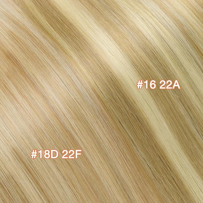 GOO GOO Invisi Edge Tape in Hair Extensions Human Hair, 18A/613A Dark Blonde Highlighted Bleach Blonde, 6pcs 20inch 18g, Virgin Remy Hair, Seamless Injected Tape, Natural Look