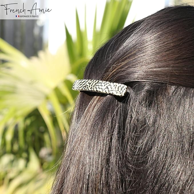 French Amie Small Opera 2 1/4 inch Celluloid Handmade Automatic Hair Clip Barrette - (Opera)