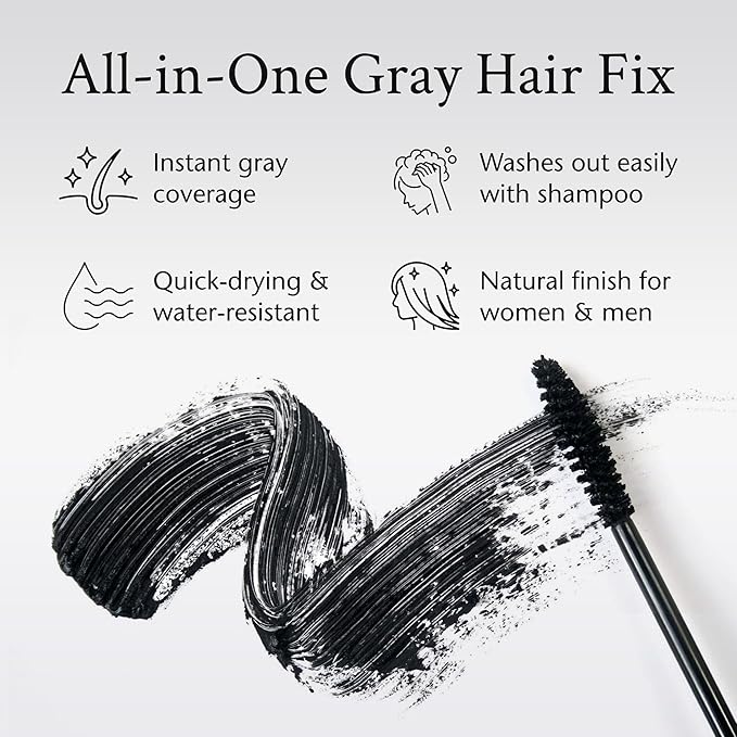 Boyd’s Brush It Away | Grey Hair Root Touch Up for Women & Men | Temporary Hair Color Mascara | Quick-Dry Water-Resistant Concealing Formula | Light Brown, 2-Pack