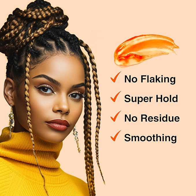 GRIP N GLIDE Braiding Gel Maximum Hold for LOC & Twist - No Flaking, No Whitening, Fast Drying, High Shine, Cool & Refreshing, Long Lasting Hold (15 oz)